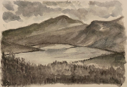 Ullswater from Gowbarrow Fell, Lake District - watercolour painting